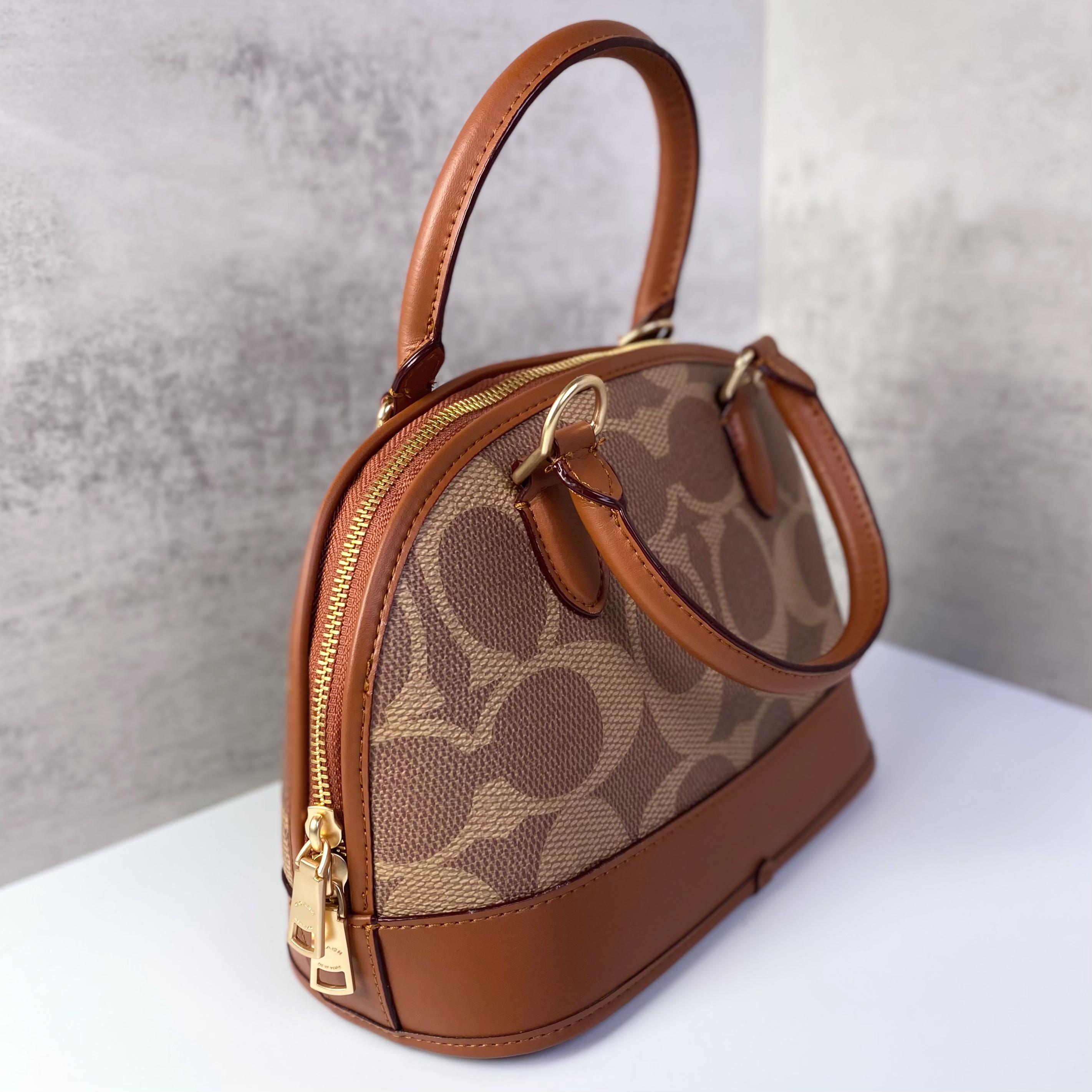 Túi Coach Sabrina Satchel Bag In Signature Canvas DS Brown
